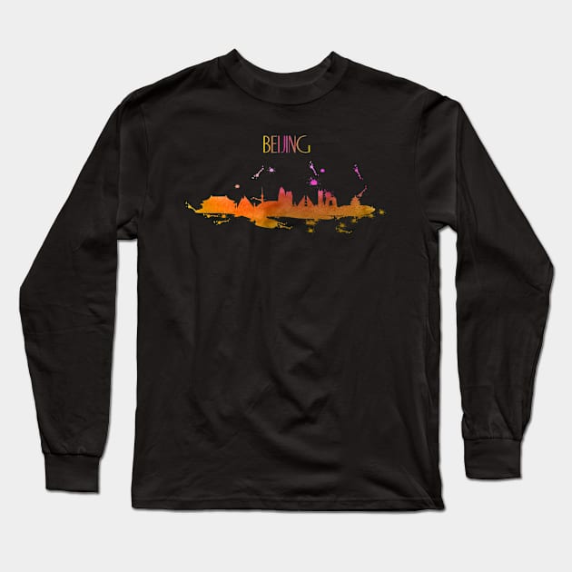 Beijing Skyline Long Sleeve T-Shirt by LR_Collections